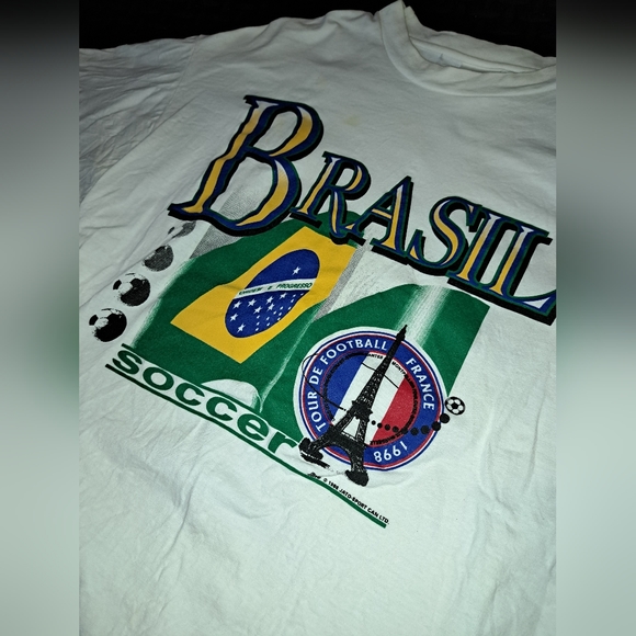 Vintage 98 World Cup Brazil vs France Fifa TShirt - Picture 2 of 10